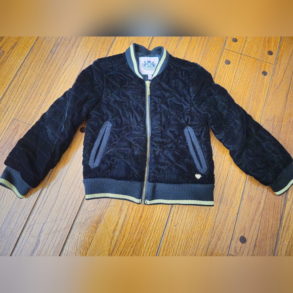 Black velvet quilted Juicy Couture bomber jacket.